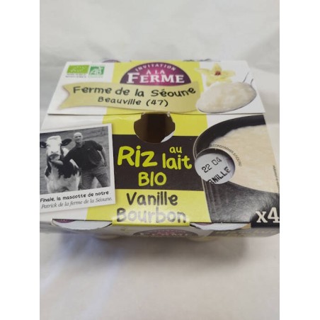 Riz au lait vanille   BIO 4x125 gr   Ferme de la Séoune (47)