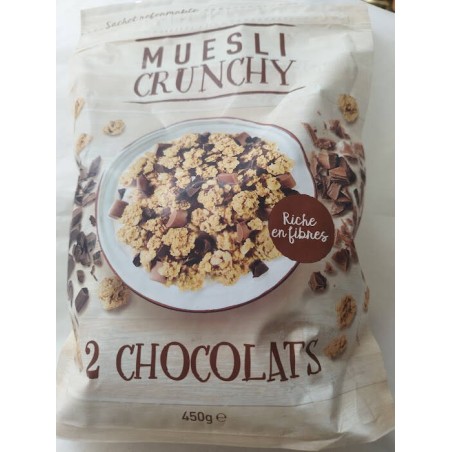 Muesli crunchy  2 chocolats 450 gr
